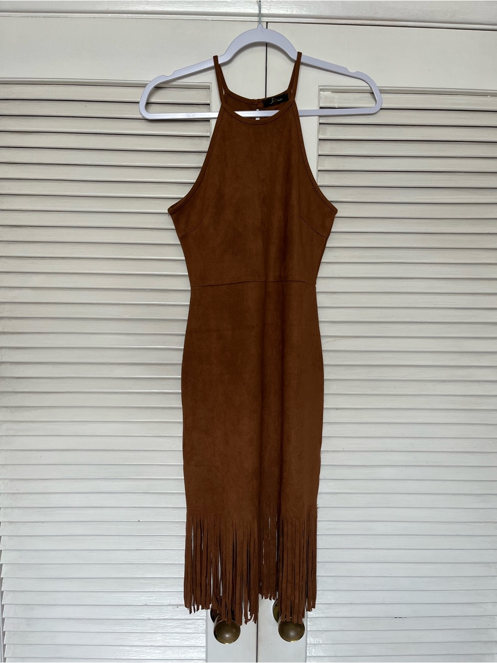 Fringe Suede Halter Dress, women’s S